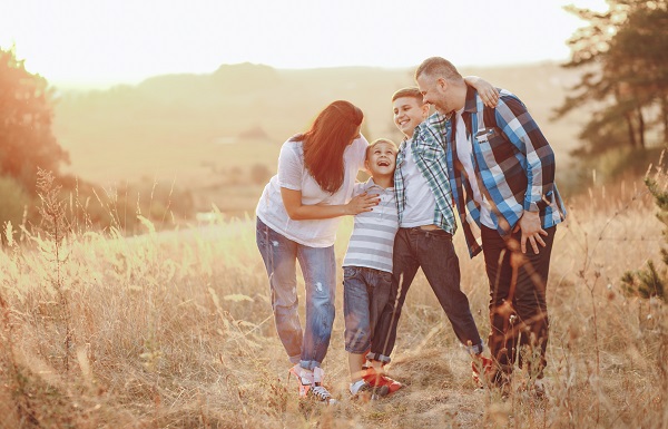 family in a field